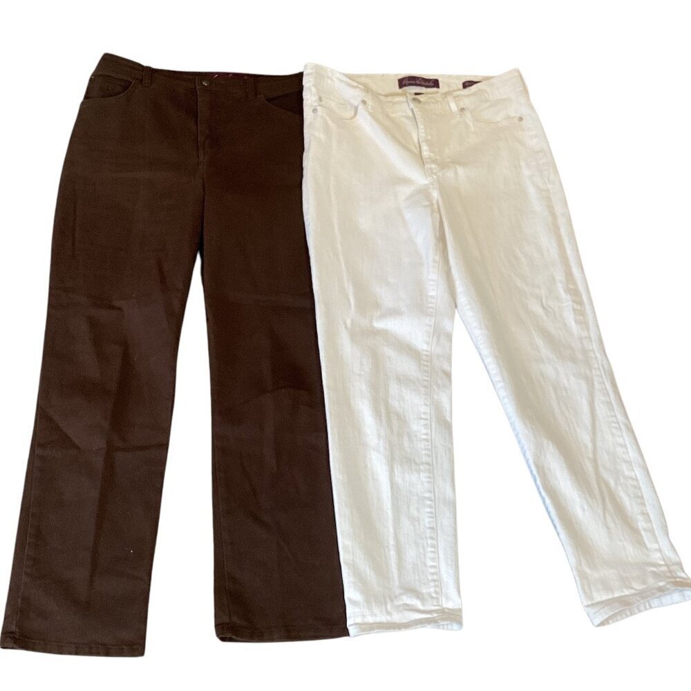 Bundle/Lot of 2 Pairs of Gloria Vanderbilt Jeans Sz 10P & 10 Brown & White #327C
